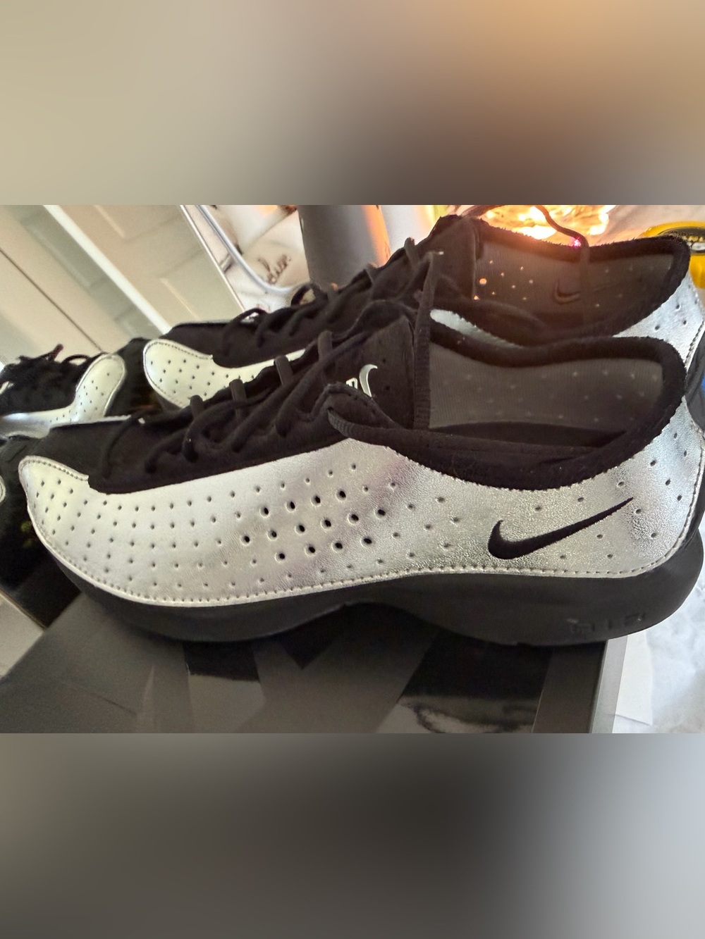 Unisex Silver and Black Perforated Low-Top Sneakers
